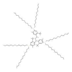 [(1-methylpropan-1-yl-3-ylidene)tris[2-tert-butyl-5-methyl-p-phenylene]]tris[di(tridecyl)phosphine]结构式