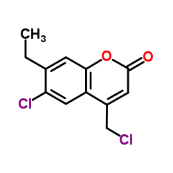 6-Chloro-4-(chloromethyl)-7-ethyl-2H-chromen-2-one structure