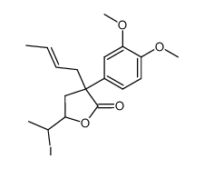 (E)-3-(but-2-en-1-yl)-3-(3,4-dimethoxyphenyl)-5-(1-iodoethyl)dihydrofuran-2(3H)-one Structure