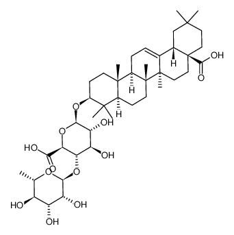 oleanolic acid 3-O-α-L-rhamnopyranosyl(1->4)-O-β-D-glucuronopyranoside结构式