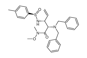 (2S,3R)-(-)-3-[(R)-p-toluenesulfinylamino]-2-(dibenzylamino)-N-methoxy-N-methylpent-4-enamide Structure