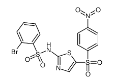 2-bromo-N-[5-(4-nitrophenyl)sulfonyl-1,3-thiazol-2-yl]benzenesulfonamide结构式