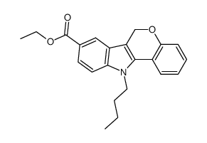 11-butyl-6,11-dihydro-chromeno[4,3-b]indole-8-carboxylic acid ethyl ester结构式