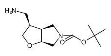 (3R,3aS,6aS)-叔-丁基 3-(氨基甲基)四氢-2H-呋喃并[2,3-c]吡咯-5(3H)-甲酸基酯结构式