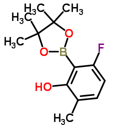 6-Fluoro-2-hydroxy-3-methylphenylboronic acid pinacol ester结构式
