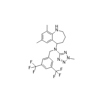 N-(3,5-bis(trifluoromethyl)benzyl)-7,9-dimethyl-N-(2-methyl-2H-tetrazol-5-yl)-2,3,4,5-tetrahydro-1H-benzo[b]azepin-5-amine Structure
