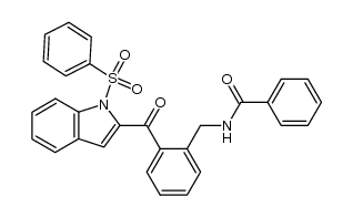 N-(2-(1-(phenylsulfonyl)-1H-indole-2-carbonyl)benzyl)benzamide结构式