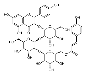 kaempferol 3-O-[6-(4-coumaroyl)-β-D-glucosyl-(1→2)-β-D-glucosyl-(1→2)-β-D-glucoside] Structure