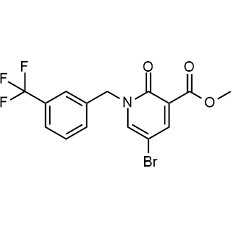 5-溴-2-氧代-1-(3-(三氟甲基)苄基)-1,2-二氢吡啶-3-羧酸甲酯结构式