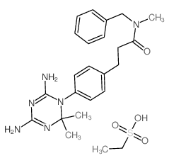 N-benzyl-3-[4-(4,6-diamino-2,2-dimethyl-1,3,5-triazin-1-yl)phenyl]-N-methyl-propanamide; ethanesulfonic acid结构式