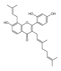 2-(2,4-Dihydroxyphenyl)-3-(3,7-dimethyl-2,6-octadienyl)-7-hydroxy-8-(3-methyl-2-butenyl)-4H-1-benzopyran-4-one structure