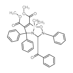 5H-[1,2]Azaphospholo[2,1-b][1,3,5,2]oxadiazaphosphole-6,7-dicarboxylicacid, 3-benzoyl-2,3,8,8-tetrahydro-8,8-dimethyl-2,5,5-triphenyl-, dimethylester (9CI)结构式
