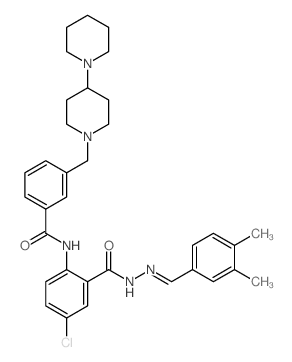 (E)-3-([1,4'-BIPIPERIDIN]-1'-YLMETHYL)-N-(4-CHLORO-2-(2-(3,4-DIMETHYLBENZYLIDENE)HYDRAZINECARBONYL)PHENYL)BENZAMIDE结构式
