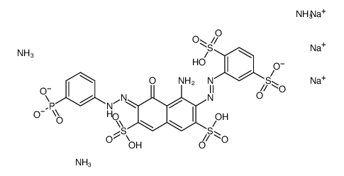 4-amino-3-[(2,5-disulphophenyl)azo]-5-hydroxy-6-[(3-phosphonophenyl)azo]naphthalene-2,7-disulphonic acid, ammonium sodium salt picture