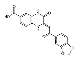 2-[2-(1,3-benzodioxol-5-yl)-2-oxoethylidene]-3-oxo-1,4-dihydroquinoxaline-6-carboxylic acid结构式