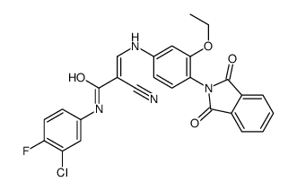 (E)-N-(3-chloro-4-fluorophenyl)-2-cyano-3-[4-(1,3-dioxoisoindol-2-yl)-3-ethoxyanilino]prop-2-enamide结构式