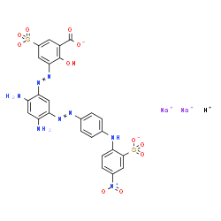 disodium hydrogen 3-[[2,4-diamino-5-[[4-[(4-nitro-2-sulphonatophenyl)amino]phenyl]azo]phenyl]azo]-5-sulphonatosalicylate structure