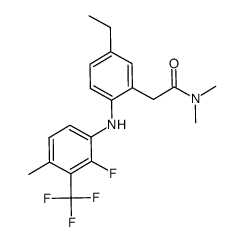 5-ethyl-2-(2'-fluoro-4'-methyl-3'-trifluoromethylanilino)phenylacetic acid N,N-dimethylamide结构式