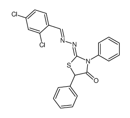 2,4-dichloro-benzaldehyde (4-oxo-3,5-diphenyl-thiazolidin-2-ylidene)-hydrazone结构式