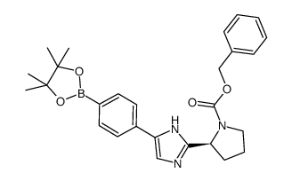 (S)-benzyl 2-(5-(4-(4,4,5,5-tetramethyl-1,3,2-dioxaborolan-2-yl)phenyl)-1H-imidazol-2-yl)pyrrolidine-1-carboxylate结构式