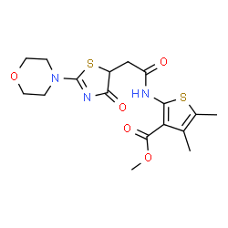 methyl 4,5-dimethyl-2-({[2-(morpholin-4-yl)-4-oxo-4,5-dihydro-1,3-thiazol-5-yl]acetyl}amino)thiophene-3-carboxylate Structure