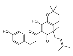 8-hydroxy-7-[3-(4-hydroxyphenyl)propanoyl]-2,2,5-trimethyl-5-(3-methylbut-2-enyl)chromen-6-one Structure