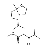 2,2-(1,2-Ethanediyldioxy)-8-methoxycarbonyl-6,10-dimethyl-9-oxo-5-undecene结构式