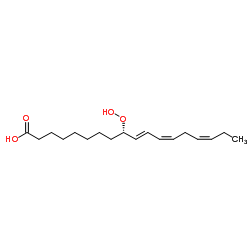 (9S,10E,12Z,15Z)-9-hydroperoxyoctadeca-10,12,15-trienoic acid结构式
