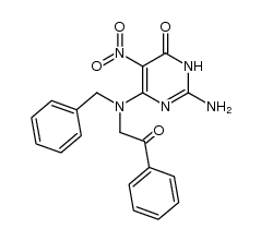 2-amino-6-[benzyl(2-oxo-2-phenylethyl)amino]-5-nitro-4(3H)-pyrimidinone结构式