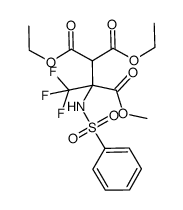 3-Benzenesulfonylamino-2-ethoxycarbonyl-4,4,4-trifluoro-3-methoxycarbonyl-butyric acid ethyl ester结构式