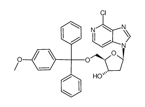 4-Chloro-1-(2-deoxy-5-O-(4-methoxytrityl)-β-D-erythropentofuranosyl)-1H-imidazo(4,5-c)pyridine结构式