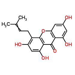 1,3,6,8-Tetrahydroxy-4-(3-methyl-2-buten-1-yl)-9H-xanthen-9-one结构式