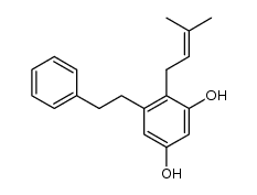 3,5-dihydroxy-2-(3-methyl-2-butenyl)bibenzyl结构式