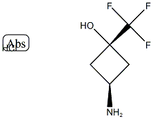 trans-3-amino-1-(trifluoromethyl)cyclobutan-1-ol hydrochloride structure
