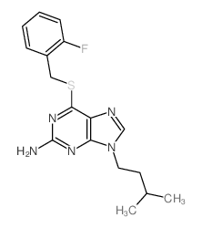 9H-Purin-2-amine,6-[[(2-fluorophenyl)methyl]thio]-9-(3-methylbutyl)-结构式