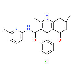 4-(4-chlorophenyl)-2,7,7-trimethyl-N-(6-methyl-2-pyridinyl)-5-oxo-1,4,5,6,7,8-hexahydro-3-quinolinecarboxamide结构式