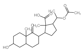 2-(1-acetyloxyethyl)-5-(6-hydroxy-8a-methyl-1-oxo-decalin-2-yl)-1-methyl-cyclopentane-1-carboxylic acid structure