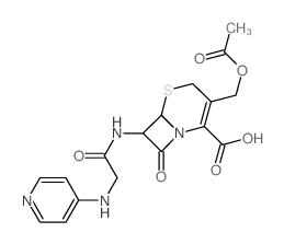 5-Thia-1-azabicyclo[4.2.0]oct-2-ene-2-carboxylicacid, 3-[(acetyloxy)methyl]-8-oxo-7-[[(4-pyridinylamino)acetyl]amino]-,(6R-trans)- (9CI) structure