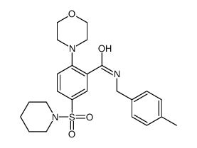 N-[(4-methylphenyl)methyl]-2-morpholin-4-yl-5-piperidin-1-ylsulfonylbenzamide结构式