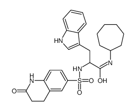 N-cycloheptyl-3-(1H-indol-3-yl)-2-[(2-oxo-3,4-dihydro-1H-quinolin-6-yl)sulfonylamino]propanamide结构式