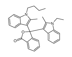 3-(1-butyl-2-methyl-1H-indol-3-yl)-3-(1-ethyl-2-methyl-1H-indol-3-yl)phthalide结构式