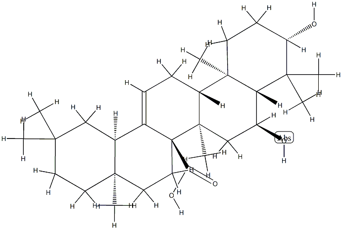 3β,6α-Dihydroxyolean-12-en-27-oic acid结构式