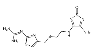 3-Amino-4-{2-[(2-guanidinothiazol-4-yl)methylthio]ethylamino}-1,2,5-thiadiazole 1-oxide结构式