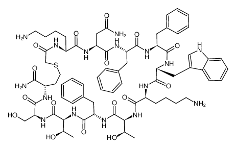 somatostatin, cyclo(des-Ala(1)-des-Gly(2)-S-COMe-homo-CysNH2(3)-Trp(8)-des-Cys(14))- structure