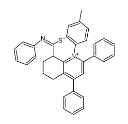 5,6,7,8-tetrahydro-2,4-diphenyl-1-p-tolylquinolinium-8-(N-phenylthiocarboximidate)结构式