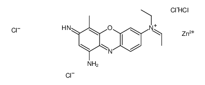 1,3-diamino-7-(diethylammonio)-4-methylphenoxazin-5-ium tetrachlorozincate(2-) structure