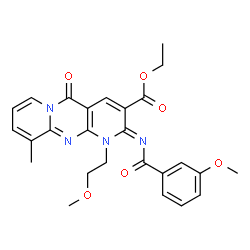 ethyl 2-[(3-methoxybenzoyl)imino]-1-(2-methoxyethyl)-10-methyl-5-oxo-1,5-dihydro-2H-dipyrido[1,2-a:2,3-d]pyrimidine-3-carboxylate结构式