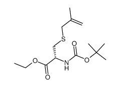 N-(tert-butyloxycarbonyl)-S-(2-methylallyl)-L-cysteine ethyl ester结构式
