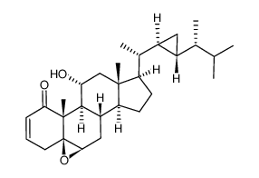 5,6β-Epoxy-11α-hydroxy-33-nor-5β-gorgost-2-en-1-one structure