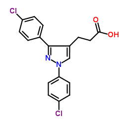 3-(1,3-BIS(4-CHLOROPHENYL)-1H-PYRAZOL-4-YL)PROPANOIC ACID结构式